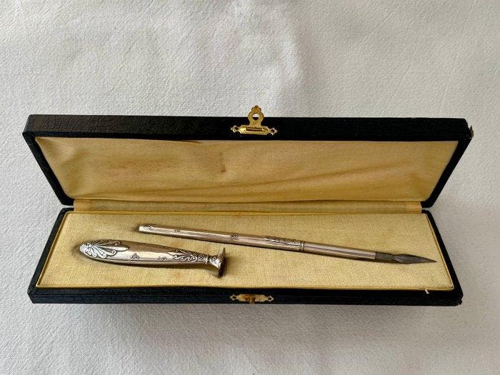 French - Ensemble de bureau (2) - Argent 800, Verzamelen, Pennenverzamelingen