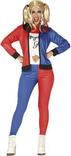 Harley Quinn Kostuum Rood Blauw Dames, Verzenden, Nieuw