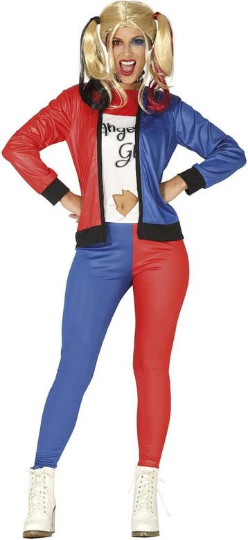 Harley Quinn Kostuum Rood Blauw Dames, Verzenden, Nieuw