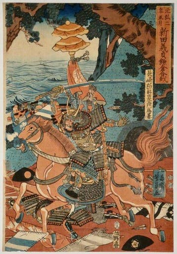 Utagawa Yoshikazu /  (actief ca. 1848–1870) Nitta, Antiek en Kunst