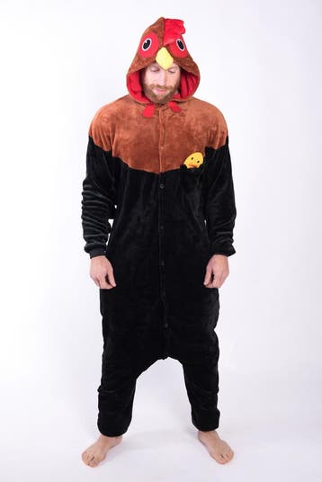 Onesie Haan Pak M-L of 170-176 Hanenpak Kostuum Bruin Zwart, Ophalen of Verzenden
