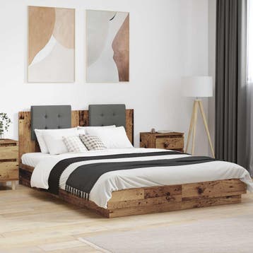 vidaXL Bedframe met Hoofdbord Oud Hout 140 x 200 cm Bewerkt, Verzenden, Nieuw