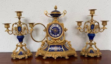 Klok (3) Napoleon III Brons, Porselein - 1850-1900 - Klok &, Antiek en Kunst