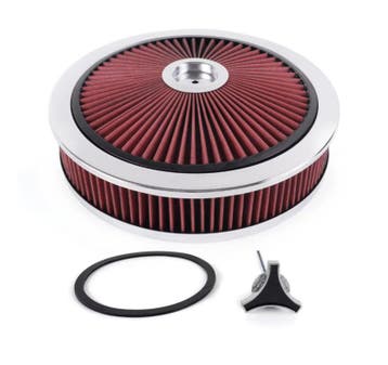 Luchtfilter 14 inch high flow chroom met rood filter, Auto-onderdelen, Filters, Ophalen of Verzenden, Nieuw