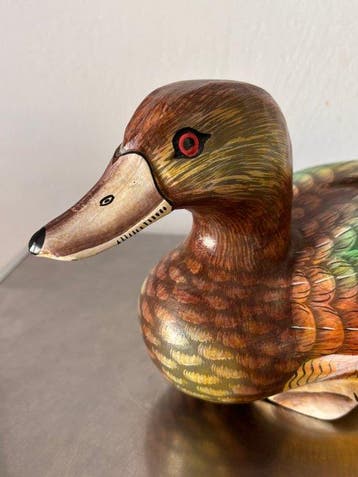 Lokeend - Large Hand-Carved Duck Decoy Wood Sculpture (32 ×