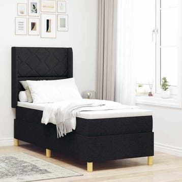 vidaXL Boxspring bed met hoofdeinde Zwart 80 x 200 cm Stof, Verzenden