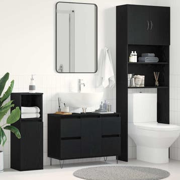vidaXL Wastafel kabinet voor de badkamer Zwart Eiken 80 x 33, Huis en Inrichting, Verzenden, Nieuw
