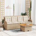 vidaXL 3-delige Loungeset met kussens poly rattan beige, Verzenden, Nieuw, Loungeset