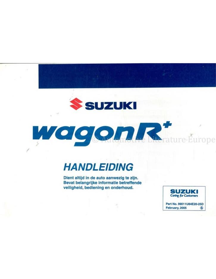 2005 SUZUKI WAGON R+ INSTRUCTIEBOEKJE NEDERLANDS, Autos : Divers, Modes d'emploi & Notices d'utilisation