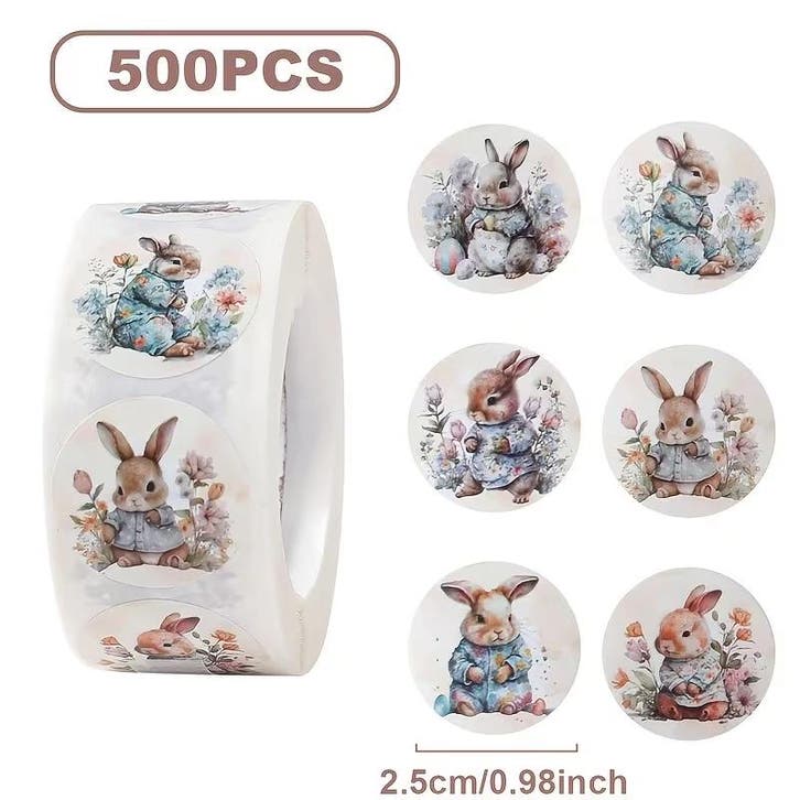 Sluitstickers paashaas easter pasen voorjaar rond etiket 2,5, Hobby & Loisirs créatifs, Bricolage