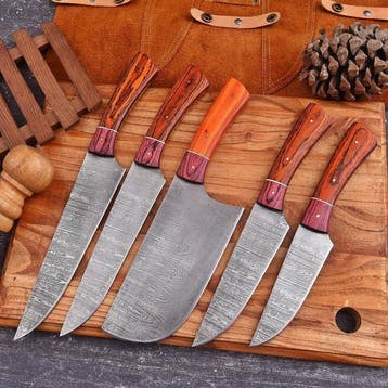 Keukenmes - Keuken- en koksmes-set met leren tas/rol -