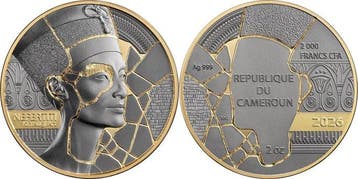 Cameroun. 2000 Francs 2026 NEFERTITI Kintsugi Art 2 Oz, Postzegels en Munten
