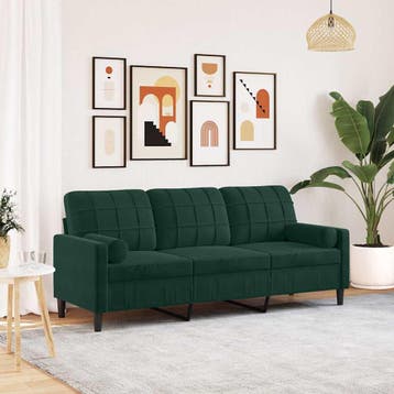 vidaXL Driezitsbank / zetel met sierkussens 180 cm fluweel, Verzenden