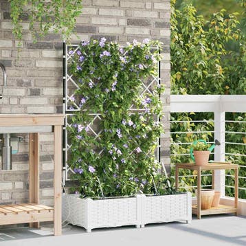 vidaXL Plantenbak 2 st Wit 80 x 40 x 126 cm PP, Tuin en Terras, Verzenden, Nieuw
