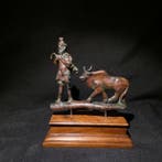 Oud-Romeins Brons Figuur van de god Pan/Faunus met een