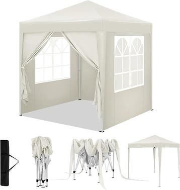 2dekans | WOLTU Gazebo pop up partytent - 2 x 2 m - beige -, Tuin en Terras, Partytenten, Ophalen of Verzenden, Nieuw