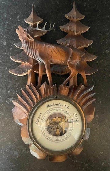 handgemaakt - Barometer - Hout - Zwart woud barometer, Antiek en Kunst