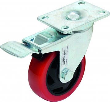 Bgs Technic Castor met Brake, rood / zwart, 100 mm, Verzenden