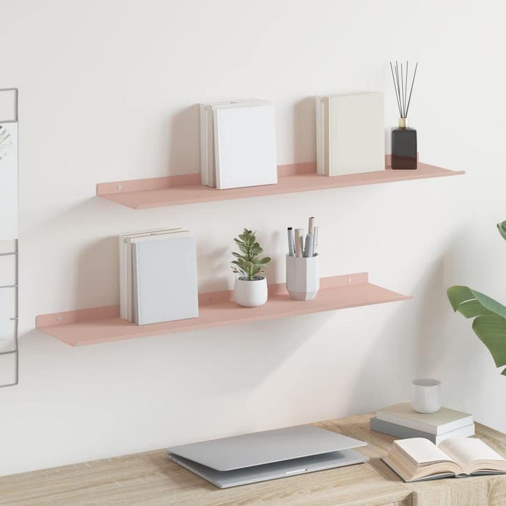 vidaXL Zwevende plank Wandgemonteerd 2 pcs Roze 80 x 18 x, Huis en Inrichting, Kasten | Wandmeubels, Nieuw, Verzenden