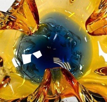 Egermann - Kom - Glas - amberkleurige glazen kom
