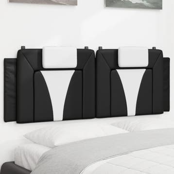 vidaXL Hoofdbordkussen Viana 140 cm kunstleer zwart en wit, Huis en Inrichting, Slaapkamer | Bedden, Verzenden, Nieuw
