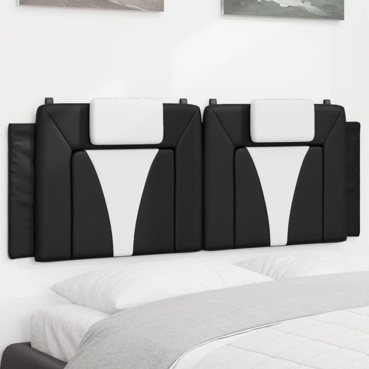 vidaXL Hoofdbordkussen Viana 140 cm kunstleer zwart en wit, Maison & Meubles, Chambre à coucher | Lits, Envoi