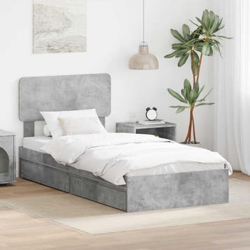 vidaXL Opbergbed met lade Beton Grijs 90 x 190 cm Bewerkt, Verzenden, Nieuw