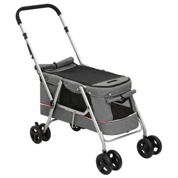 vidaXL Hondenwagen inklapbaar 100x49x96 cm linnenstof grijs, Dieren en Toebehoren, Verzenden, Nieuw