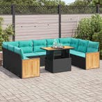 vidaXL 10-delige Loungeset met kussens poly rattan acacia, Tuin en Terras, Tuinsets en Loungesets, Verzenden, Nieuw, Loungeset