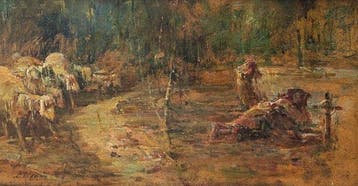 Stefano Bersani (1872-1914) - Gregge nel bosco