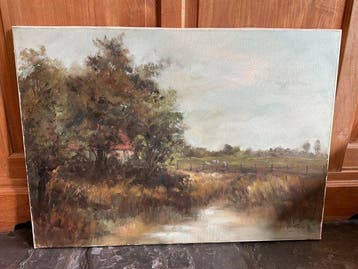 Nederlandse school (XX) - Boerderij met koeien