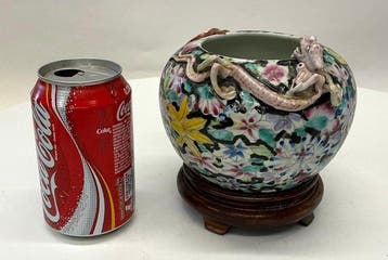 Chinees porseleinen penseelpotje/cachepot met draak en
