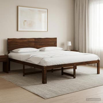vidaXL Tweepersoonsbed met hoofdbord ROSTOCK Donkerbruin 180, Verzenden