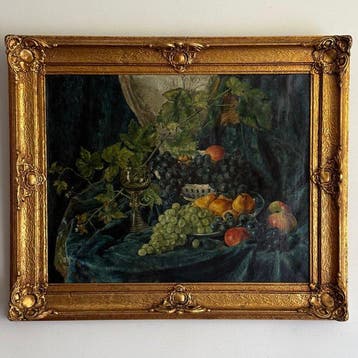 Europese school (XX) - Groot Klassiek Stilleven met Druiven,, Antiek en Kunst