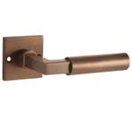 Deurklink op ongeveerd rozet Bauhaus messing antiek brons, Nieuw