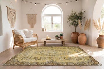 Geel vintage - Vloerkleed - 205 cm - 115 cm - met, Nieuw
