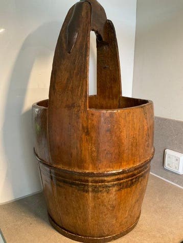 Emmer - waterbucket - Hout - Chinese Waterbucket H65cm, Antiek en Kunst