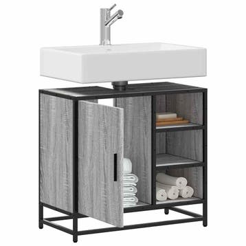 vidaXL Wastafelkast 65x33x60 cm bewerkt hout grijs sonoma, Verzenden, Nieuw