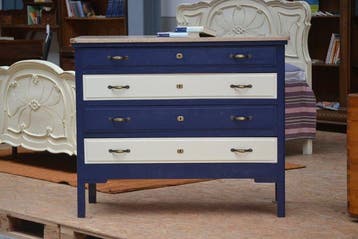 Commode - Bois, Marbre, Métal - Commode vintage