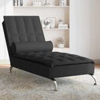 vidaXL Massage chaise longue met bolster stof zwart, Verzenden, Nieuw