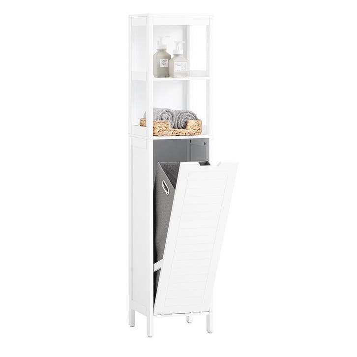 2dekans | SoBuy Badkamer Kolomkast - 2 Planken - 1 Wasmand -, Bricolage & Construction, Bois & Planches, Enlèvement ou Envoi