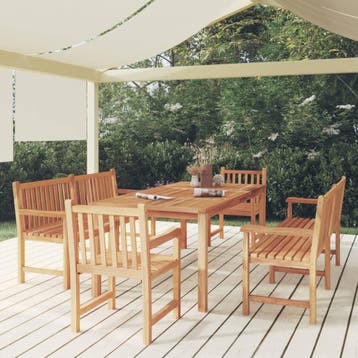 vidaXL 5-delige Tuinset massief teakhout, Verzenden, Nieuw, Tuinset