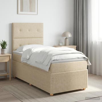vidaXL Boxspringbed met matras Crèmekleurig 100 x 200 cm, Verzenden