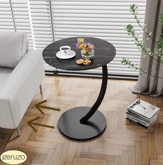 2dekans | Ceruzo Bijzettafel - Zwart gemarmerd blad - Rond, Huis en Inrichting, Tafels | Salontafels, Ophalen of Verzenden