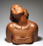 Lajos Geörcs - sculptuur, Art Deco Large Bust - 24 cm -