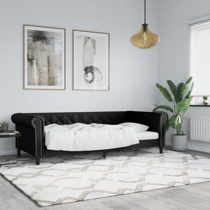 vidaXL Slaapbank 90x190 cm kunstleer zwart, Huis en Inrichting, Slaapkamer | Bedden, Nieuw, Verzenden
