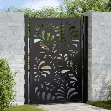 vidaXL Poort met golfontwerp 100x125 cm staal zwart, Tuin en Terras, Tuinpoorten, Verzenden, Nieuw