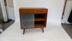 Kast - Teak - Gestreept glas in Mid-Century-stijl