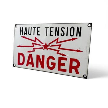 SNCF emaille waarschuwings bord Haute Tension - Danger -
