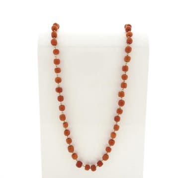 Bloedkoraal kralenketting met gouden slot, Gebruikt, Ophalen of Verzenden, Met edelsteen, Goud